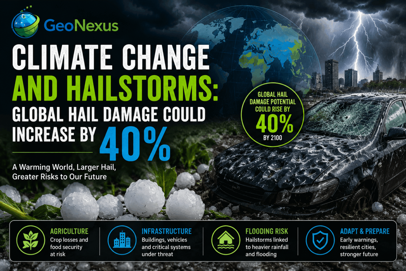 A new global study suggests that climate change may increase hail damage potential by up to 40% by 2100, driven by larger and more destructive hailstones.